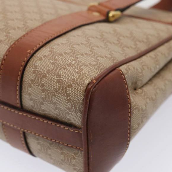 CELINE Macadam Canvas Hand Bag Beige Gold Auth 86426 - Picture 16 of 16